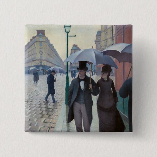 Gustave Caillebotte - Paris Street; Rainy Day 15 Cm Square Badge (Front)