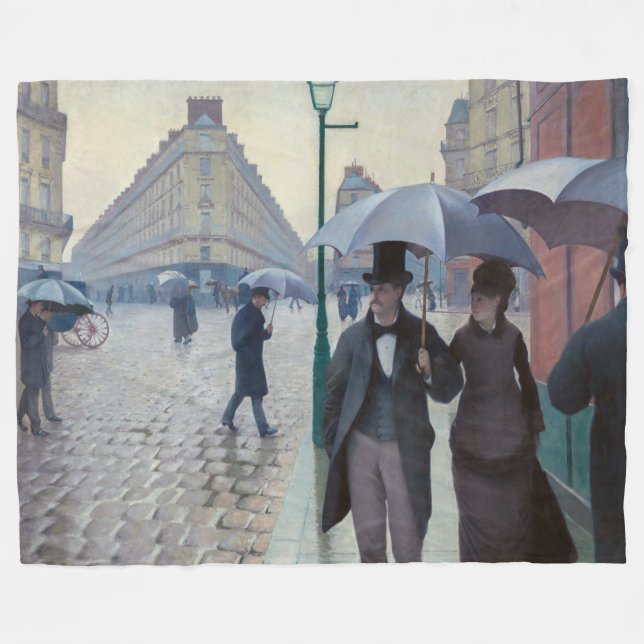 Gustave Caillebotte - Paris Street; Rainy Day Fleece Blanket (Front (Horizontal))