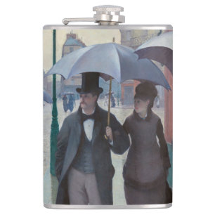 Gustave Caillebotte - Paris Street; Rainy Day Hip Flask