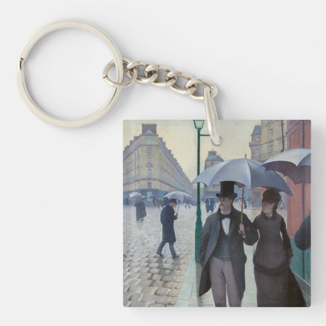 Gustave Caillebotte - Paris Street; Rainy Day Key Ring (Front)