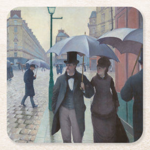Gustave Caillebotte - Paris Street; Rainy Day Square Paper Coaster
