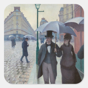 Gustave Caillebotte - Paris Street; Rainy Day Square Sticker