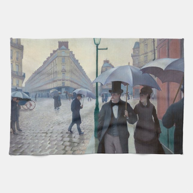 Gustave Caillebotte - Paris Street; Rainy Day Tea Towel (Horizontal)