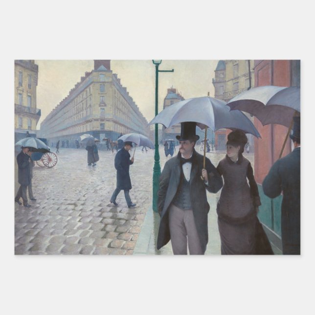 Gustave Caillebotte - Paris Street; Rainy Day Wrapping Paper Sheet (Front)