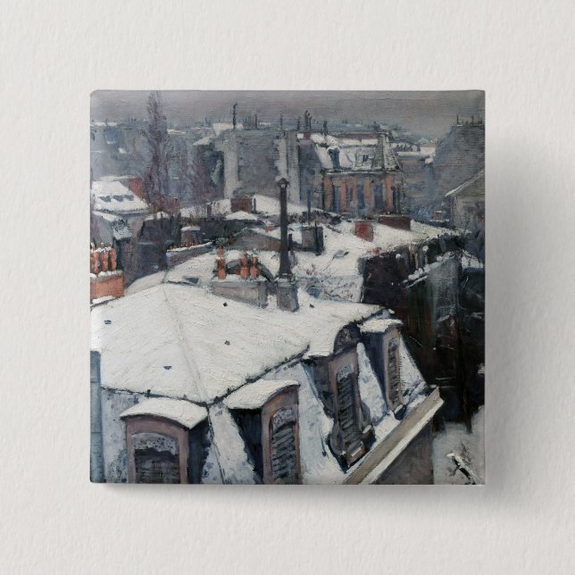 Gustave Caillebotte - Rooftops in the Snow 15 Cm Square Badge (Front)