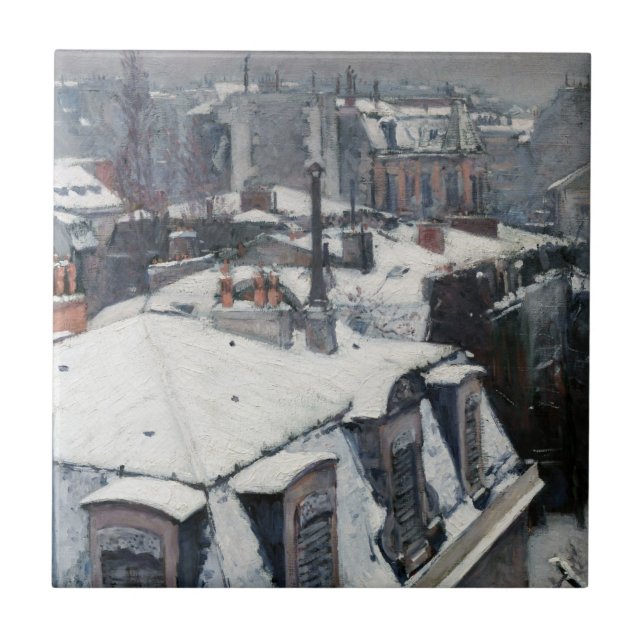 Gustave Caillebotte - Rooftops in the Snow Ceramic Tile (Front)