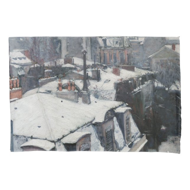 Gustave Caillebotte - Rooftops in the Snow Pillowcase (Front)