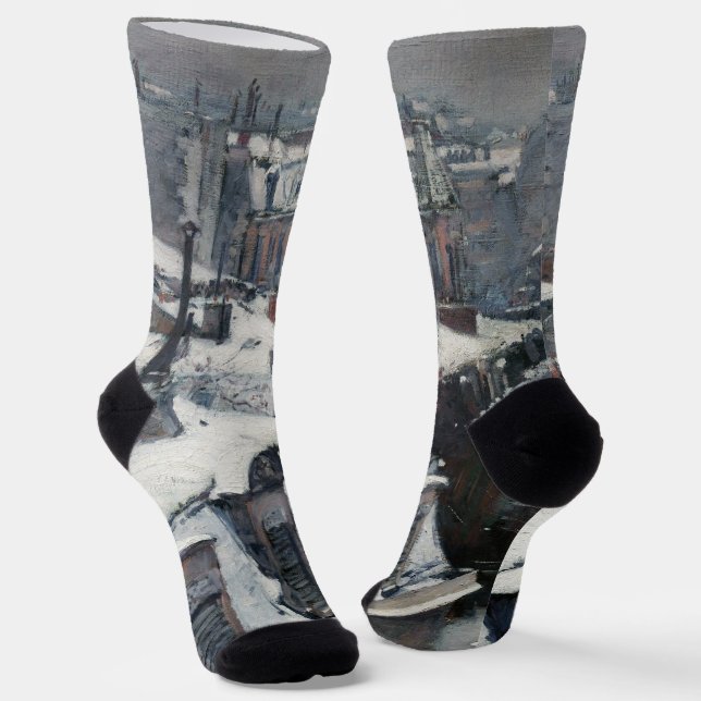 Gustave Caillebotte - Rooftops in the Snow Socks (Angled)