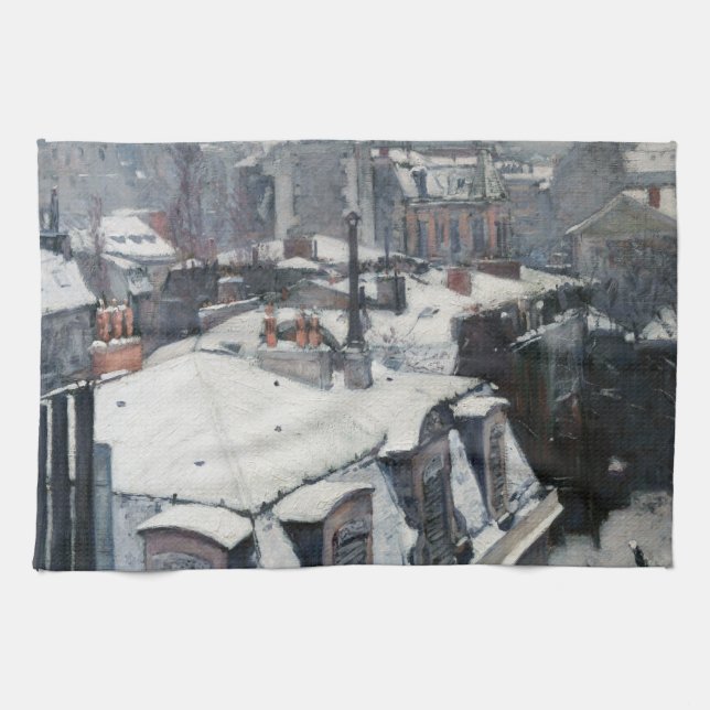 Gustave Caillebotte - Rooftops in the Snow Tea Towel (Horizontal)