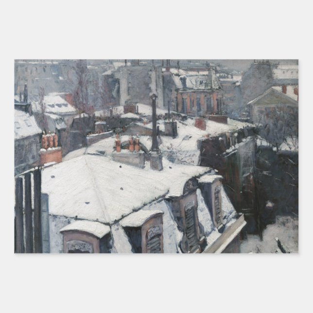 Gustave Caillebotte - Rooftops in the Snow Wrapping Paper Sheet (Front)
