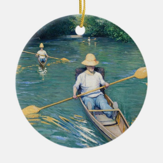 Gustave Caillebotte - Skiffs on the Yerres Ceramic Ornament (Front)