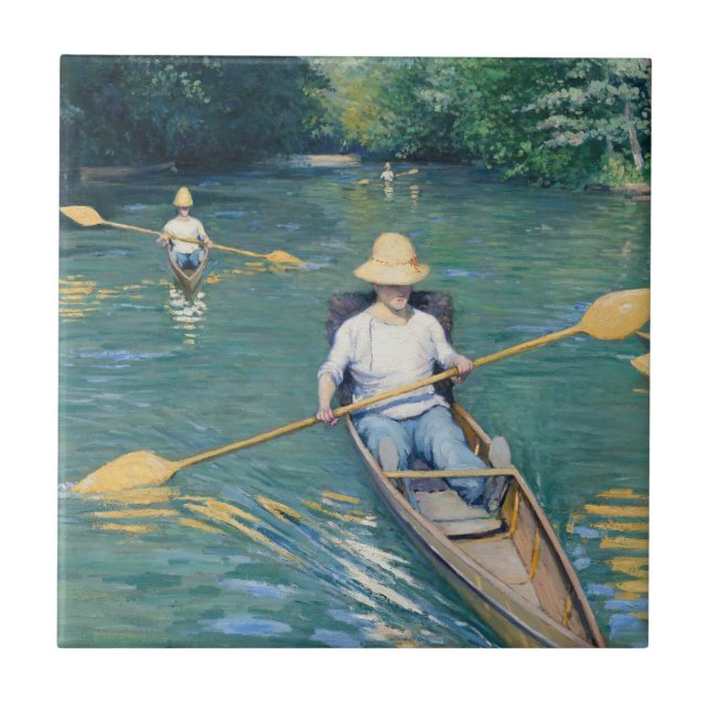 Gustave Caillebotte - Skiffs on the Yerres Ceramic Tile (Front)