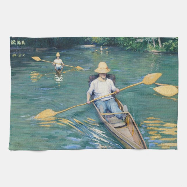 Gustave Caillebotte - Skiffs on the Yerres Tea Towel (Horizontal)