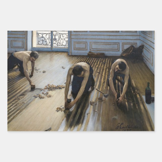 Gustave Caillebotte - The Floor Scrapers Wrapping Paper Sheet (Front)