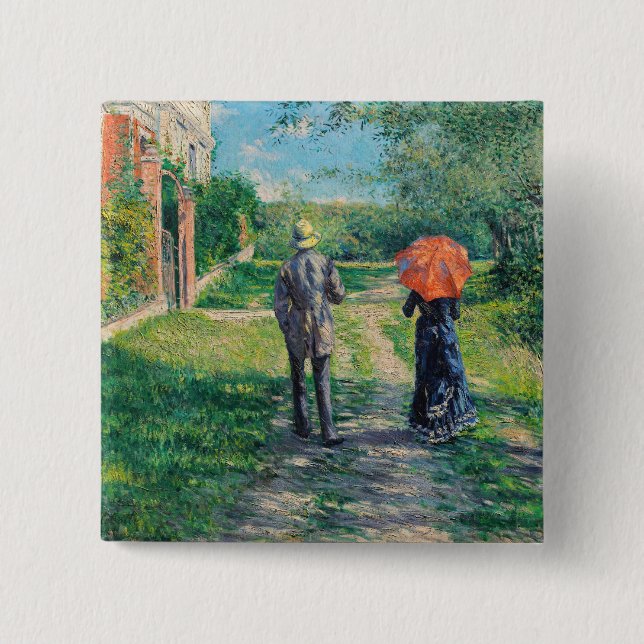 Gustave Caillebotte - The Path Uphill 15 Cm Square Badge (Front)