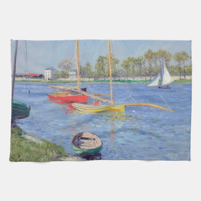 Gustave Caillebotte - The Seine at Argenteuil Tea Towel (Horizontal)