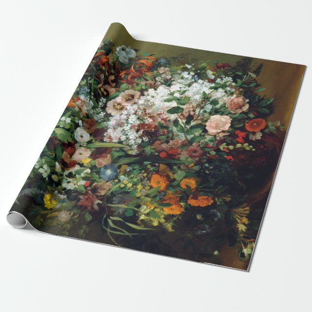 Gustave Courbet Bouquet of Flowers in a Vase Wrapping Paper (Unrolled)