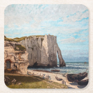 Gustave Courbet - Cliffs at Etretat after Storm Square Paper Coaster