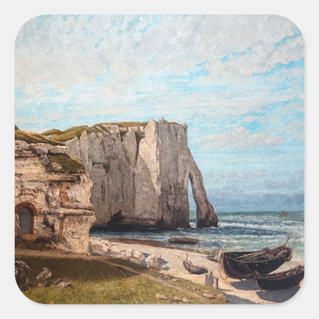 Gustave Courbet - Cliffs at Etretat after Storm Square Sticker (Front)