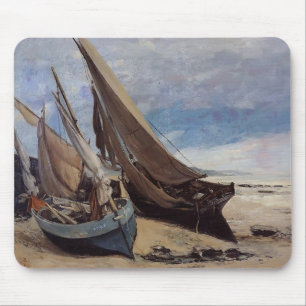 Gustave Courbet- Fishing Boats on Deauville Beach Mouse Pad