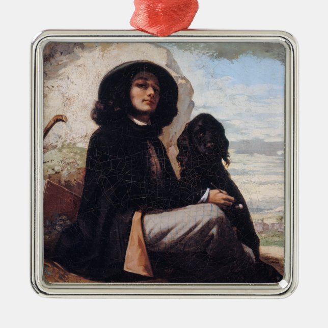 Gustave Courbet - Self-Portrait with a Black Dog Metal Ornament (Front)