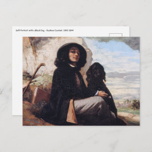 Gustave Courbet - Self-Portrait with a Black Dog Postcard
