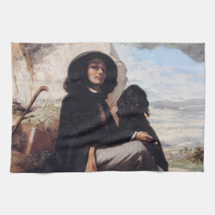 Gustave Courbet - Self-Portrait with a Black Dog Tea Towel