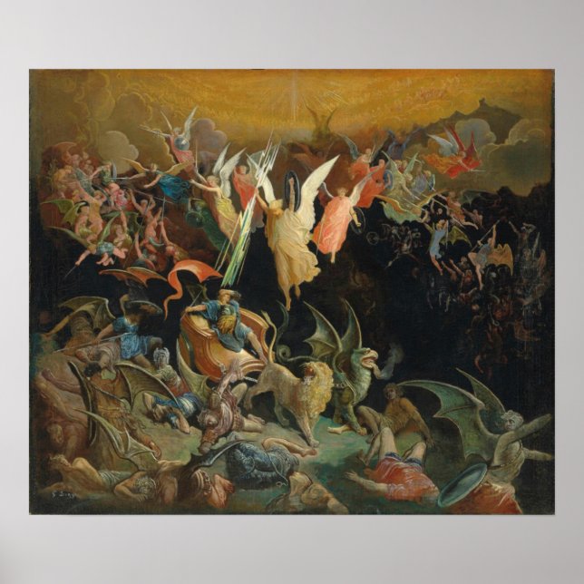 Gustave Dore Colour Engraving Rebel Angels Poster (Front)