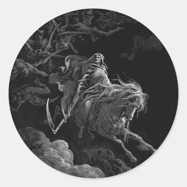 Gustave Dore - Death On The Pale Horse Classic Round Sticker (Front)
