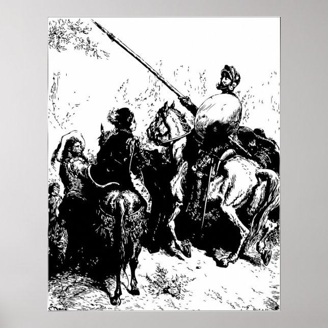 Gustave Dore Engraving Don Quixote Illustration Poster (Front)