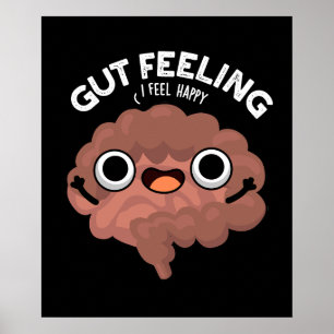 Gut Feeling Funny Anatomy Intestine Pun Dark BG Poster