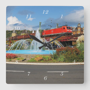 Güterzug in Linz am Rhein Square Wall Clock