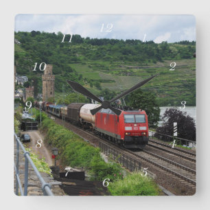 Güterzug in Oberwesel Square Wall Clock