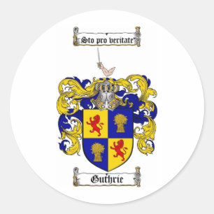 GUTHRIE FAMILY CREST -  GUTHRIE COAT OF ARMS CLASSIC ROUND STICKER