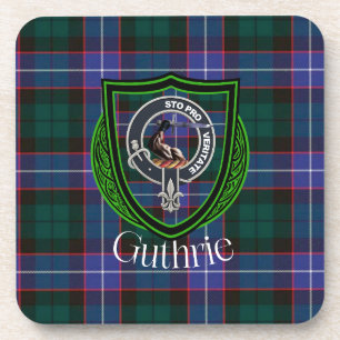 Guthrie Scottish Clan Tartan & Crest Coaster
