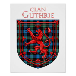 Guthrie Tartan Scottish Plaid Lion Rampant Poster