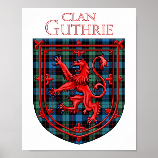 Guthrie Tartan Scottish Plaid Lion Rampant Poster (Front)