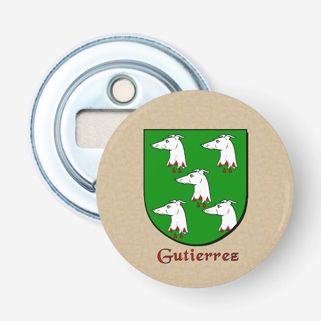 Gutierrez Heraldic Arms on Parchment Style Back Bottle Opener (Front)