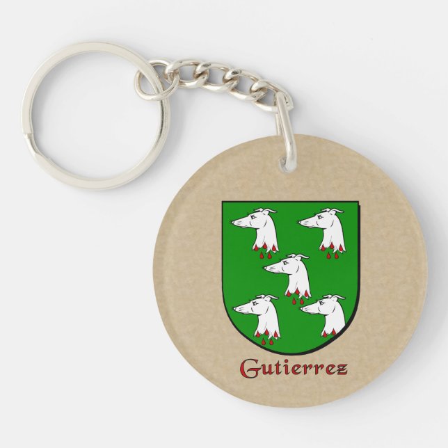 Gutierrez Historical Shield with Spanish Flag Key Ring (Front)
