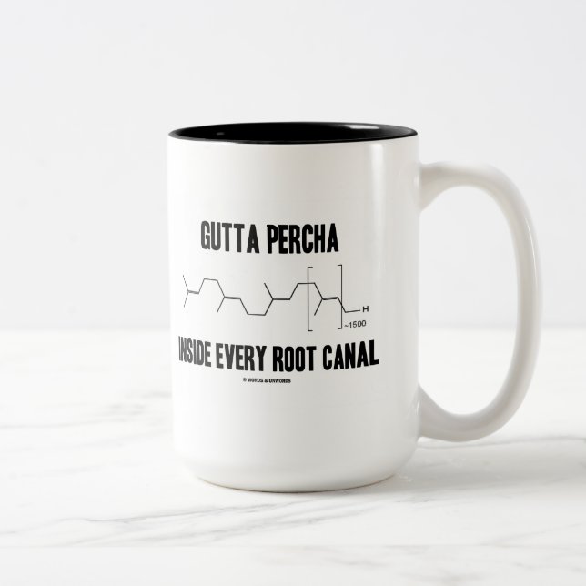 Gutta Percha Inside Every Root Canal (Chemistry) Two-Tone Coffee Mug (Right)