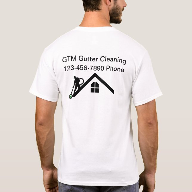 Gutter Cleaning Crew Business Logo Work Shirts (Back)
