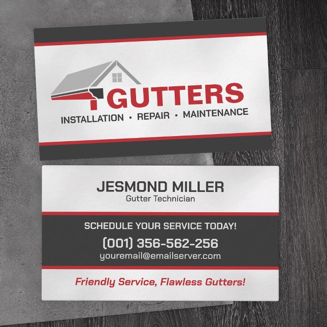 Gutter Cleaning Repair Installation Service  Business Card (Creator Uploaded)
