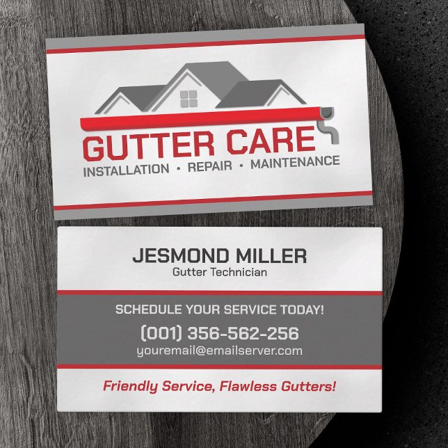 Gutter Cleaning Repair Installation Service  Business Card (Creator Uploaded)