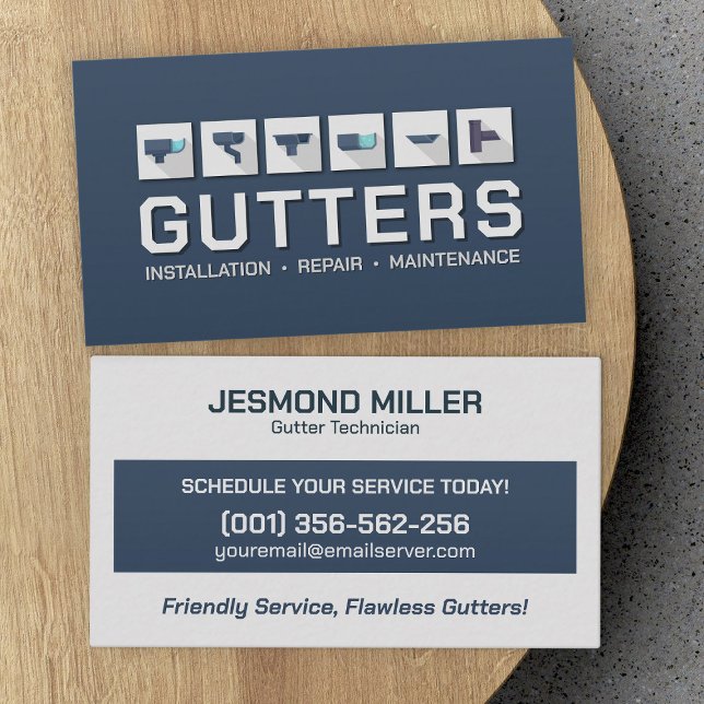 Gutter Cleaning Repair Installation Service  Business Card (Creator Uploaded)