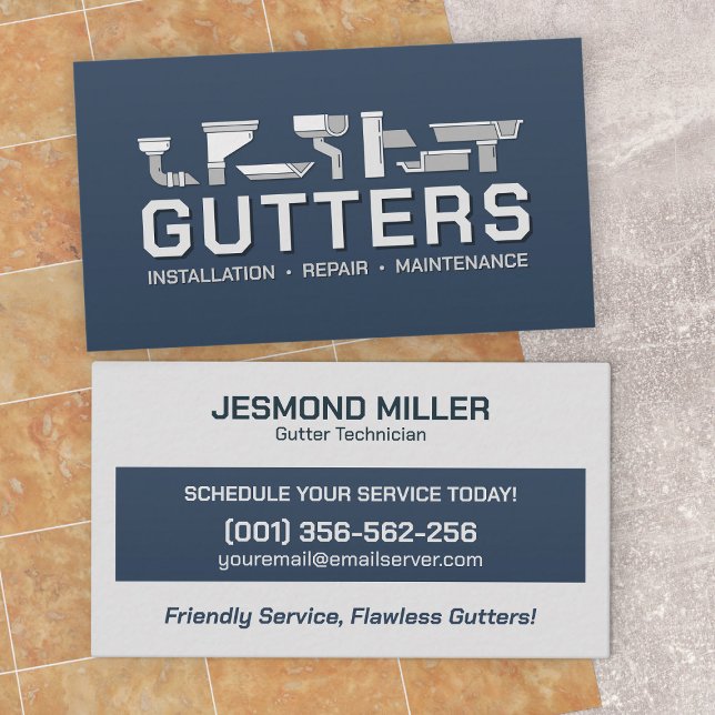 Gutter Cleaning Repair Installation Service  Business Card (Creator Uploaded)
