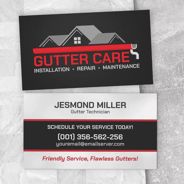 Gutter Cleaning Repair Installation Service  Business Card (Creator Uploaded)