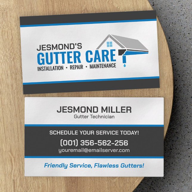 Gutter Cleaning Repair Installation Service  Business Card (Creator Uploaded)