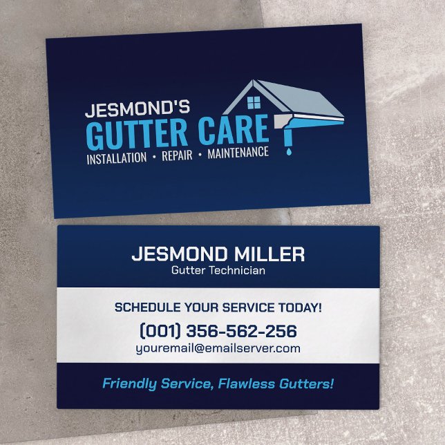 Gutter Cleaning Repair Installation Service  Business Card (Creator Uploaded)