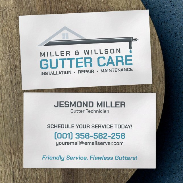 Gutter Cleaning Repair Installation Service  Business Card (Creator Uploaded)