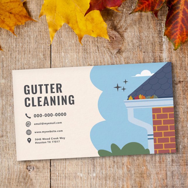Gutter Cleaning Services Business Card (Gutter Cleaning Services Business Card)
